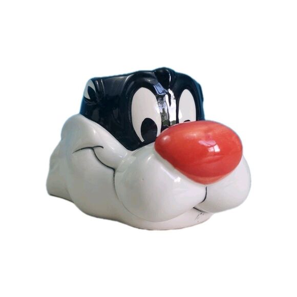 Vintage Looney Tunes 3D Sylvester Cat Cartoon Coffee Ceramic Cup Mug Warner Tea - Picture 2 of 13